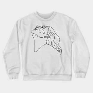 Woman Face Drawing In Line. One Line Art. Minimalistic Style. Single Line Crewneck Sweatshirt